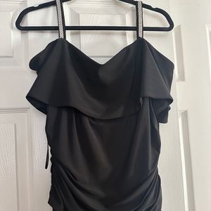 Black jumpsuit with rhinestone straps